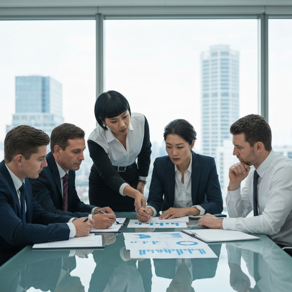 Professional auditing team at work